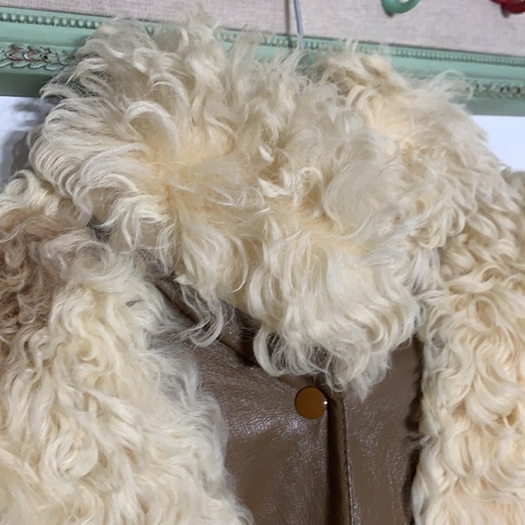 Vintage 70s Woodstock Genuine Sheep leather detachable sleeve vest jacket XL - Picture 2 of 11